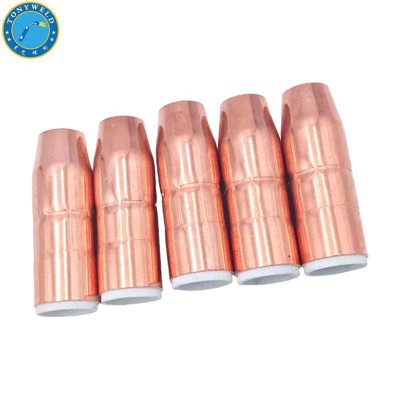 Welding Accessories Nozzle NS-A1218C 1/2” Bore, 1/8” Recess, Copper Φ12.7*69.8 for Bnd AccuLock S Series Welding Torch Spare Parts 
