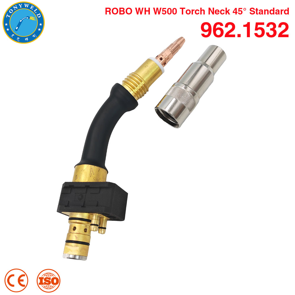 962.1532 Binzel 500A Water Cooled Robot Welding Torch Neck 45 Degree ROBO WH W500 Swan Neck 
