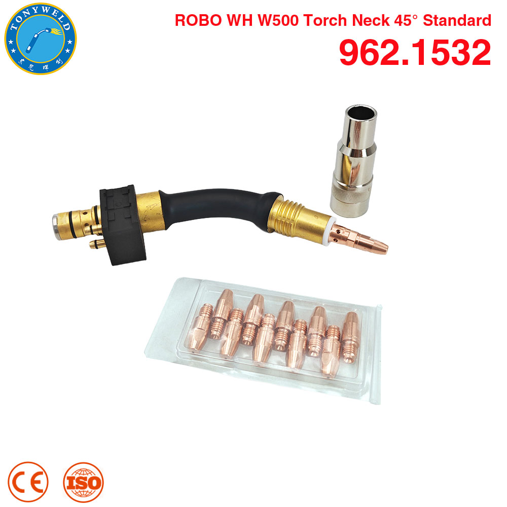 962.1532 Binzel 500A Water Cooled Robot Welding Torch Neck 45 Degree ROBO WH W500 Swan Neck 