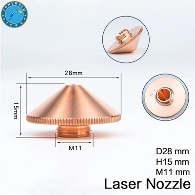 Laser Cutting Nozzle Single Layer Diameter 28mm Thread M11 Aperture 0.8-5.0 Options for CNC Machine